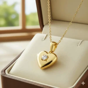 Beautifully crafted 10k gold necklace featuring a classic heart-shaped pendant, a perfect gift idea.
