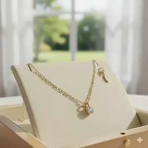 Stunning 10k gold necklace with a delicate chain and a small, sparkling pendant, showcasing its rich color and quality craftsmanship.