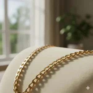 Detailed view highlighting the warm, rich yellow color characteristic of a genuine 10k gold necklace.