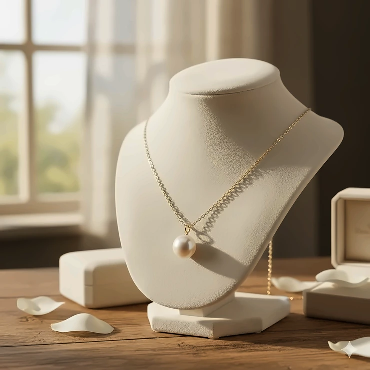 Elegant 14k gold pearl necklace featuring a single, lustrous freshwater pearl on a delicate chain, perfect for a classic look.