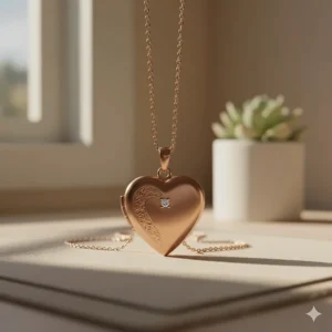 Romantic 14k rose gold heart locket pendant necklace, a timeless piece of fine jewelry.