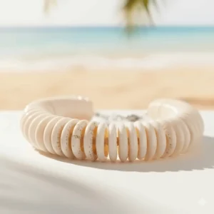 Back view showing the natural, rough texture on the reverse side of the puka shell necklace pieces.