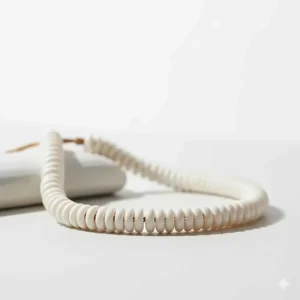 Simple and minimalist puka shell necklace on a clean background, emphasizing the delicate, natural design.