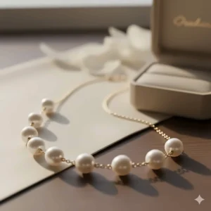 Luxurious strand necklace featuring several perfectly matched pearls spaced evenly on a durable 14k gold chain.