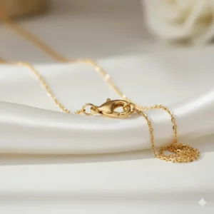 Security focus: The durable lobster claw clasp and adjustable 18-inch cable chain on the 14k gold diamond necklace.