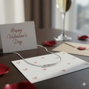 A custom engraved necklace with a significant date, making it the perfect sentimental gift for her on Valentine's Day.