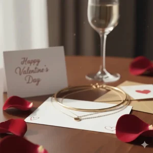 Two beautifully layered necklaces—a choker and a longer chain—demonstrating how to style a layered necklace gift set for Valentine's.