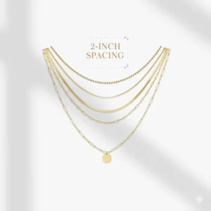 Illustration showing the ideal 2-inch spacing for everyday necklace gold layering.