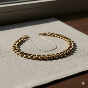 Comparison of a 15mm chunky gold chain choker versus a standard gold necklace.